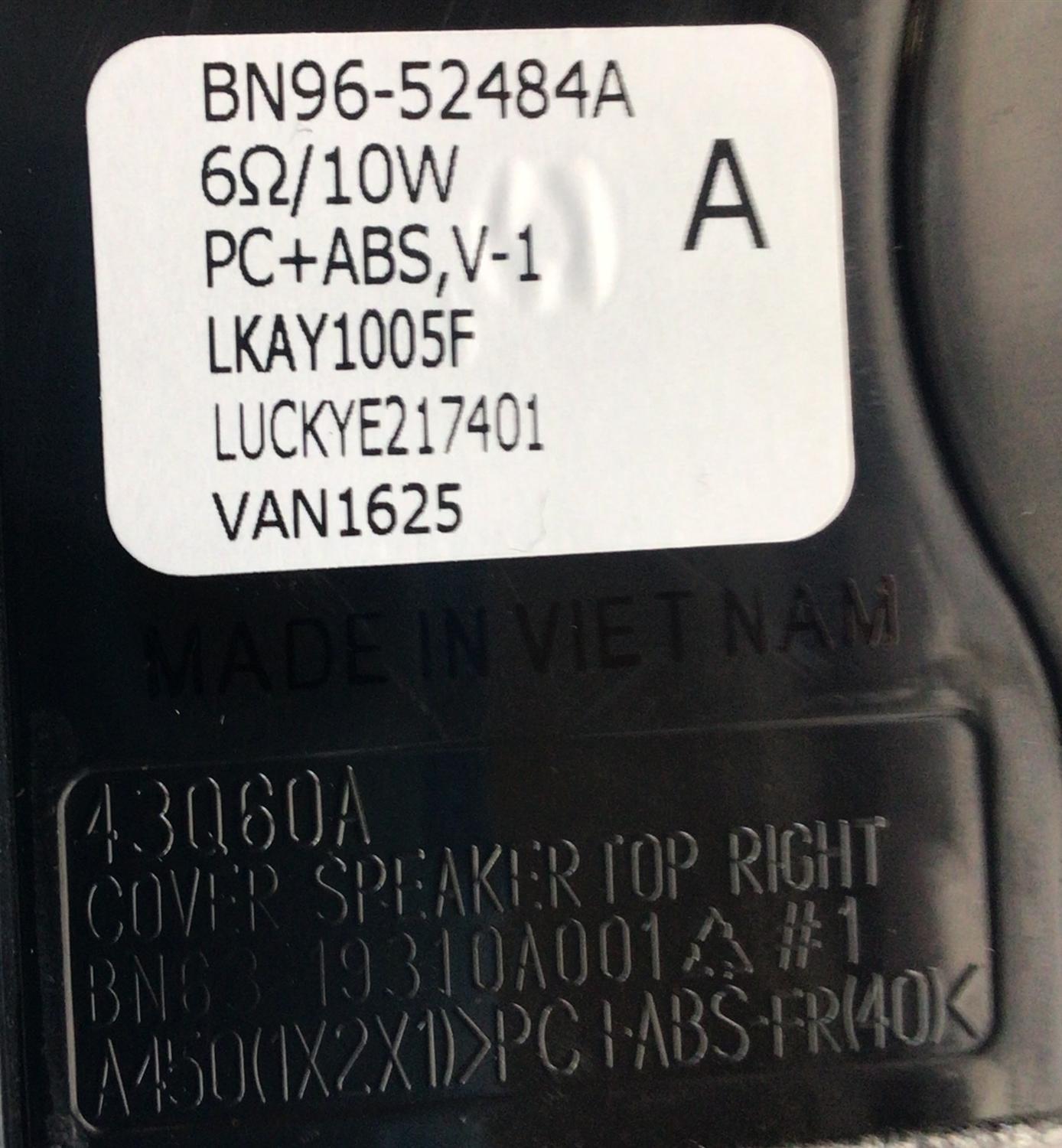 KIT DE BOCINAS (2PZS) SAMSUNG / NUMERO DE PARTE BN96-52484A / 6Ω  10W / PC+ABS, V-1 / LKAY1005F / LUCKYE217401 / VAN1625 / BN9652484A / 52484A / NUMERO DE PANEL CY-SA043HGNV1H / MODELO UN43AU8000FXZA DA06 - Imagen 3